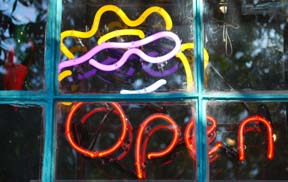 open neon sign