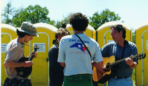 Many tunes in front of the port-o-cans