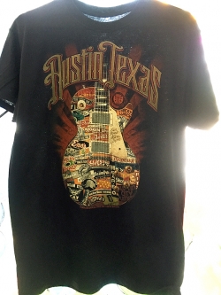 Austin Texas Guitar Music Venue Black T-Shirt